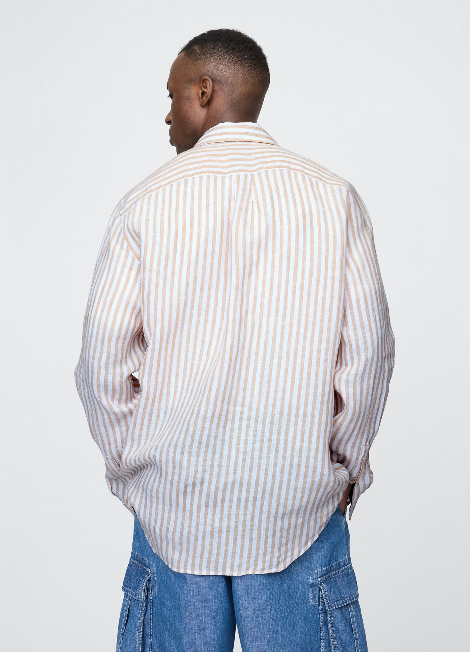 Multicoloured pure linen striped shirt