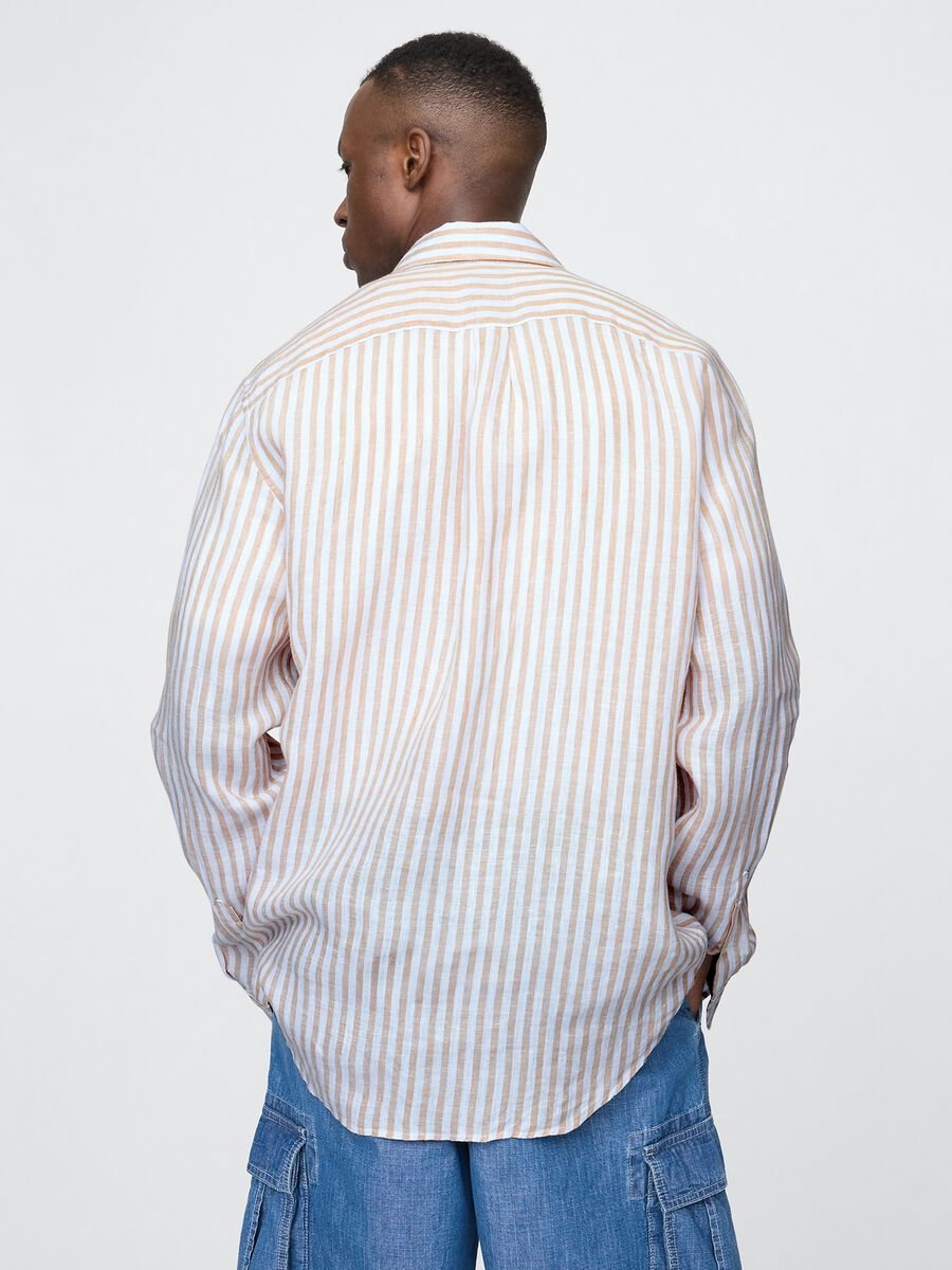 Multicoloured pure linen striped shirt_2