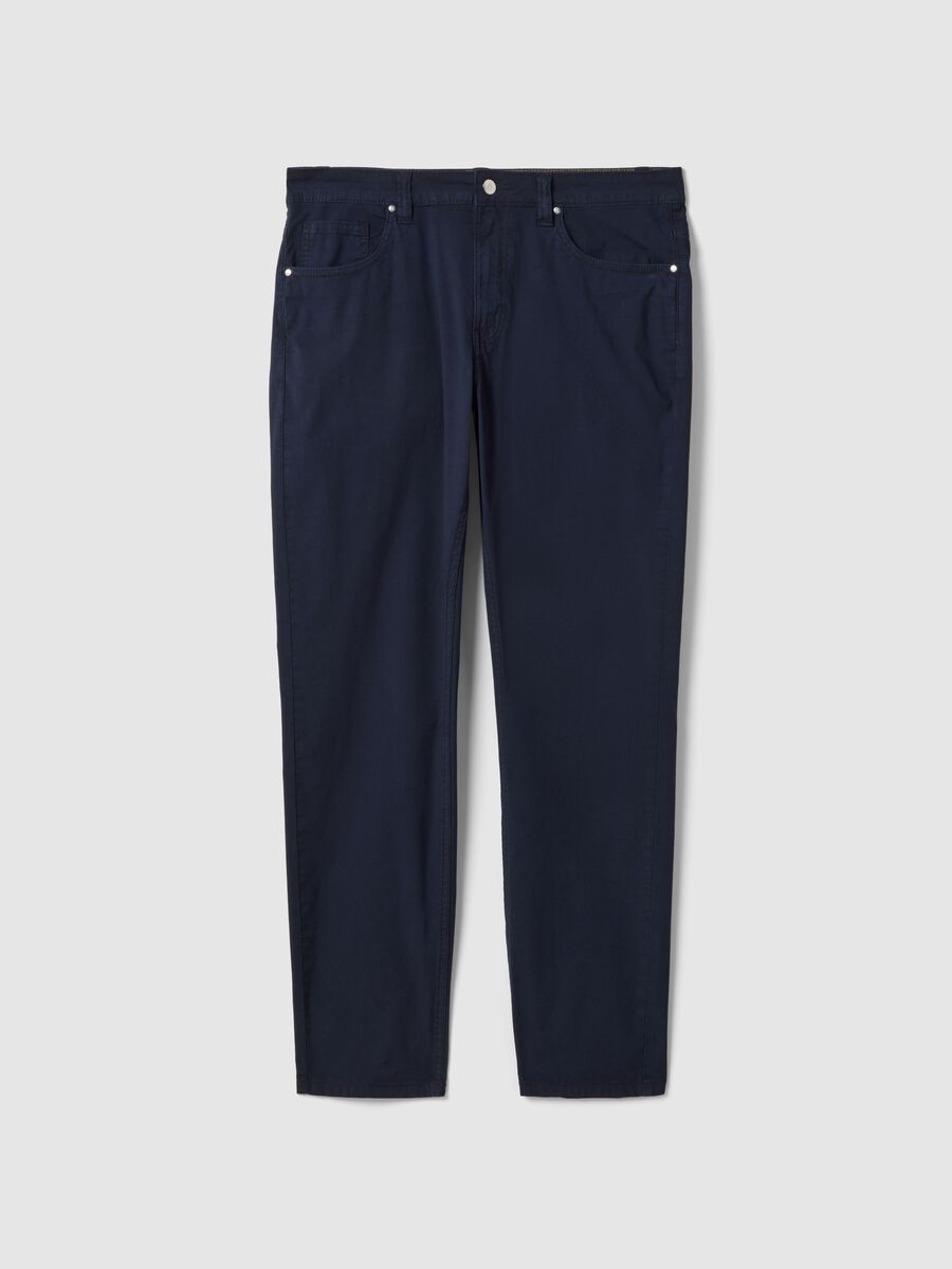 Slim Fit Stretch Cotton Blue Trousers_0