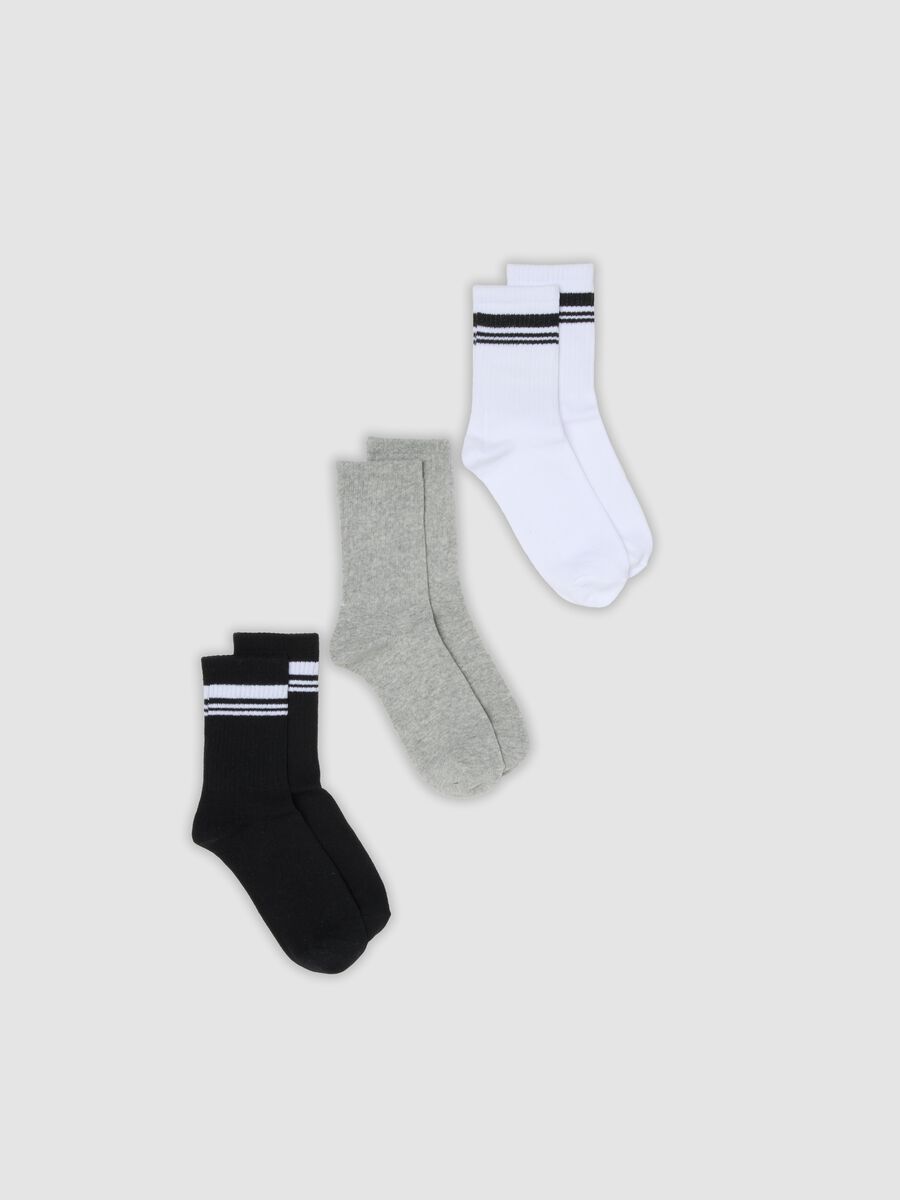 Three-pack of multicolour striped socks in stretch organic cotton_0