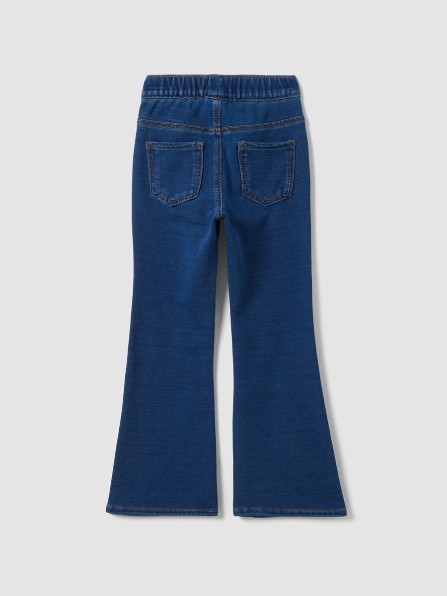 Jeggings blu flare in cotone elasticizzato per bambina_1