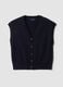 Blue deep V-neck oversized button-up gilet_4