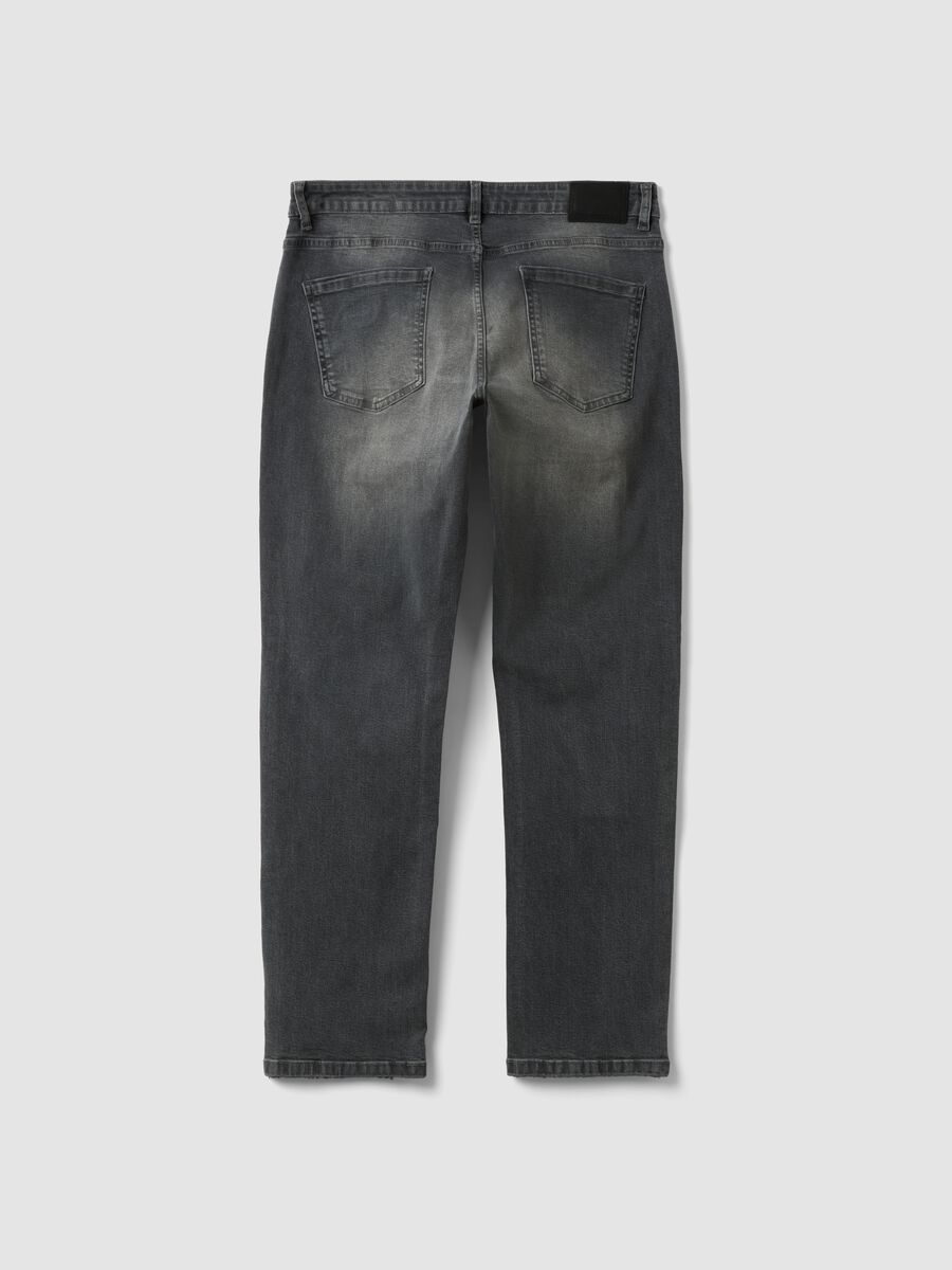 Graue Regular-Fit-Jeans aus Stretch-Baumwoll-Denim_2