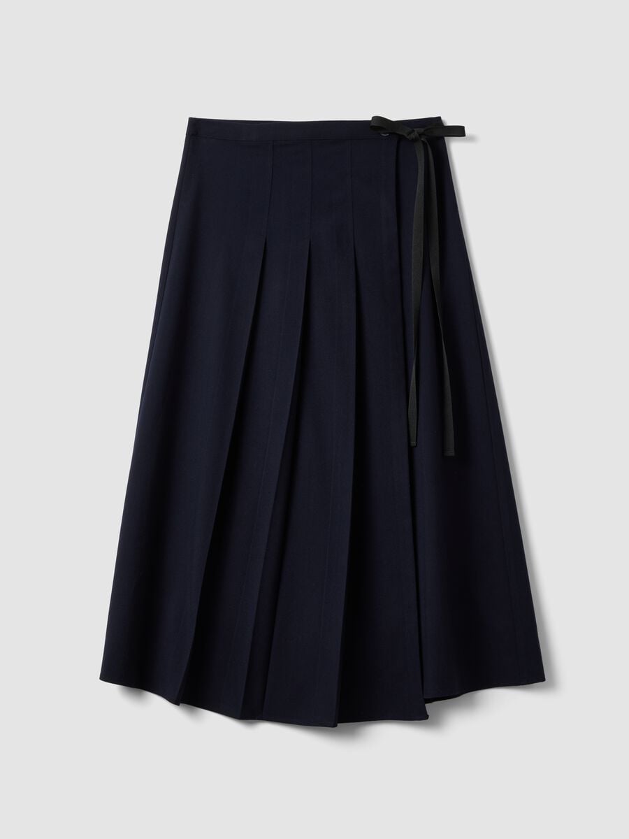 Blue pleated skirt in stretch viscose_4