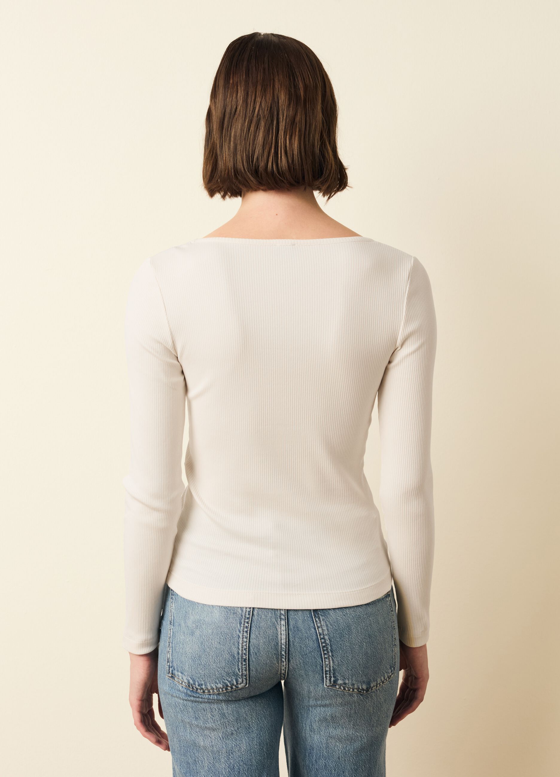 Ribbed T-shirt with long sleeves