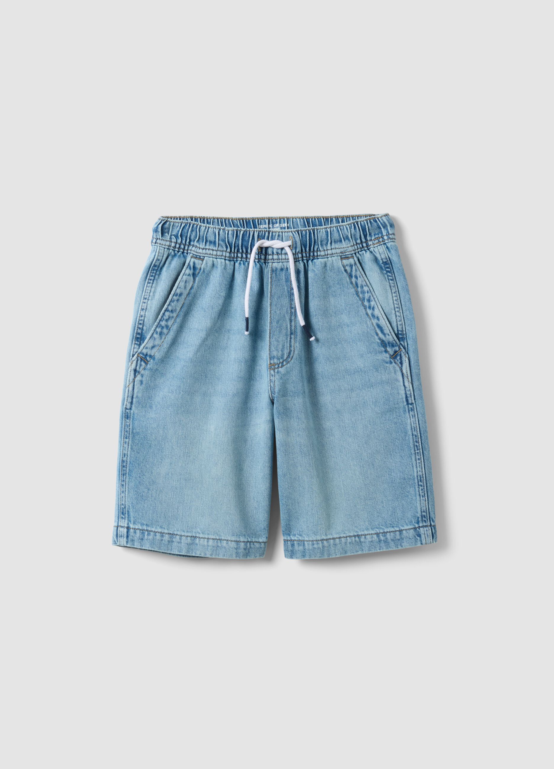 Blaue Denim-Shorts f&uuml;r Jungen aus Baumwollmix, Straight Fit