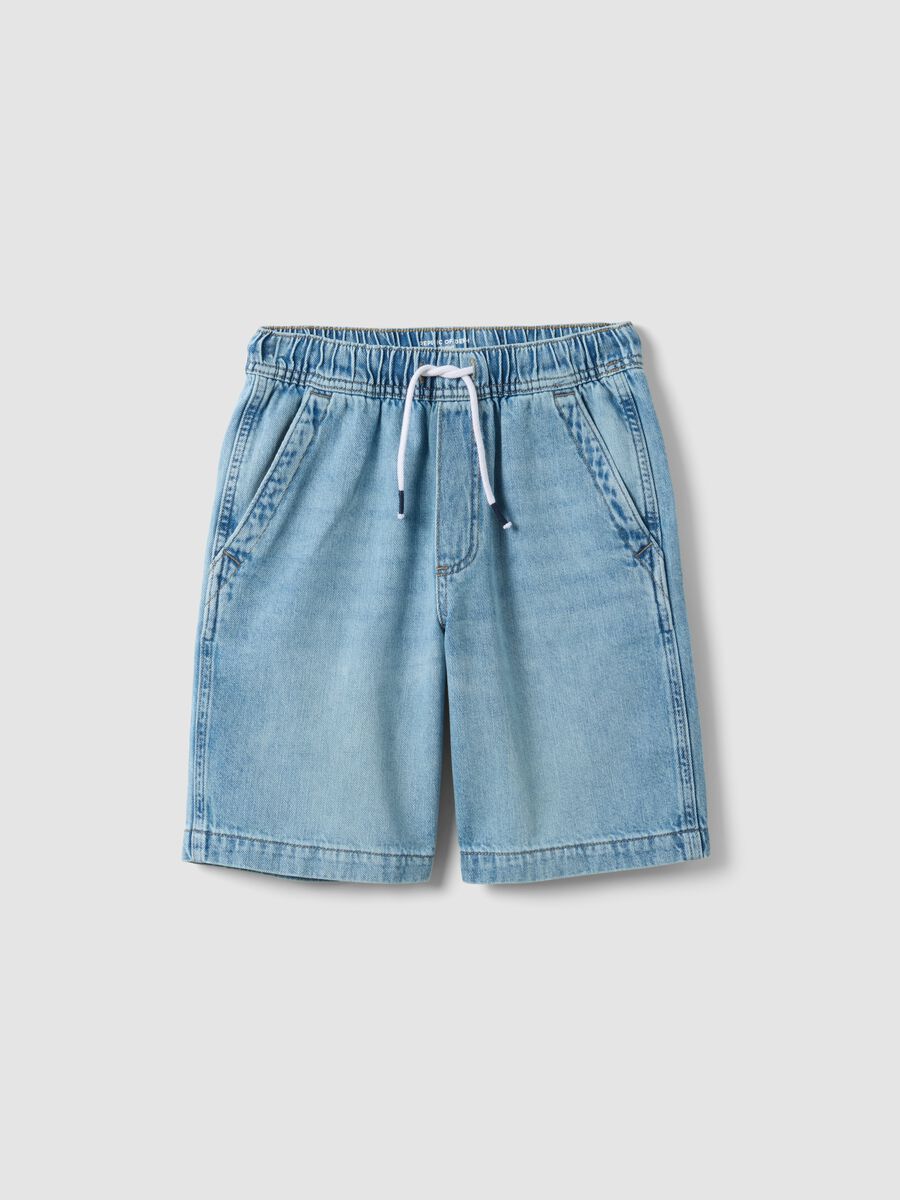 Blaue Denim-Shorts f&uuml;r Jungen aus Baumwollmix, Straight Fit_0