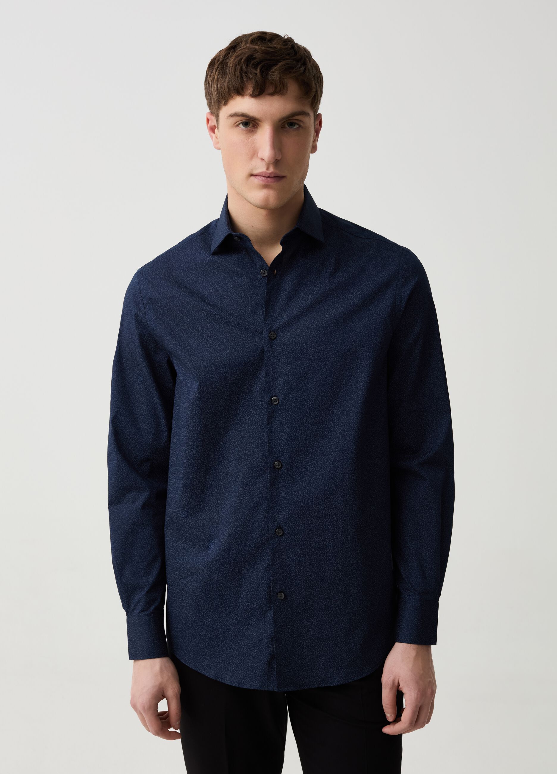 Regular-fit shirt with micro floral pattern