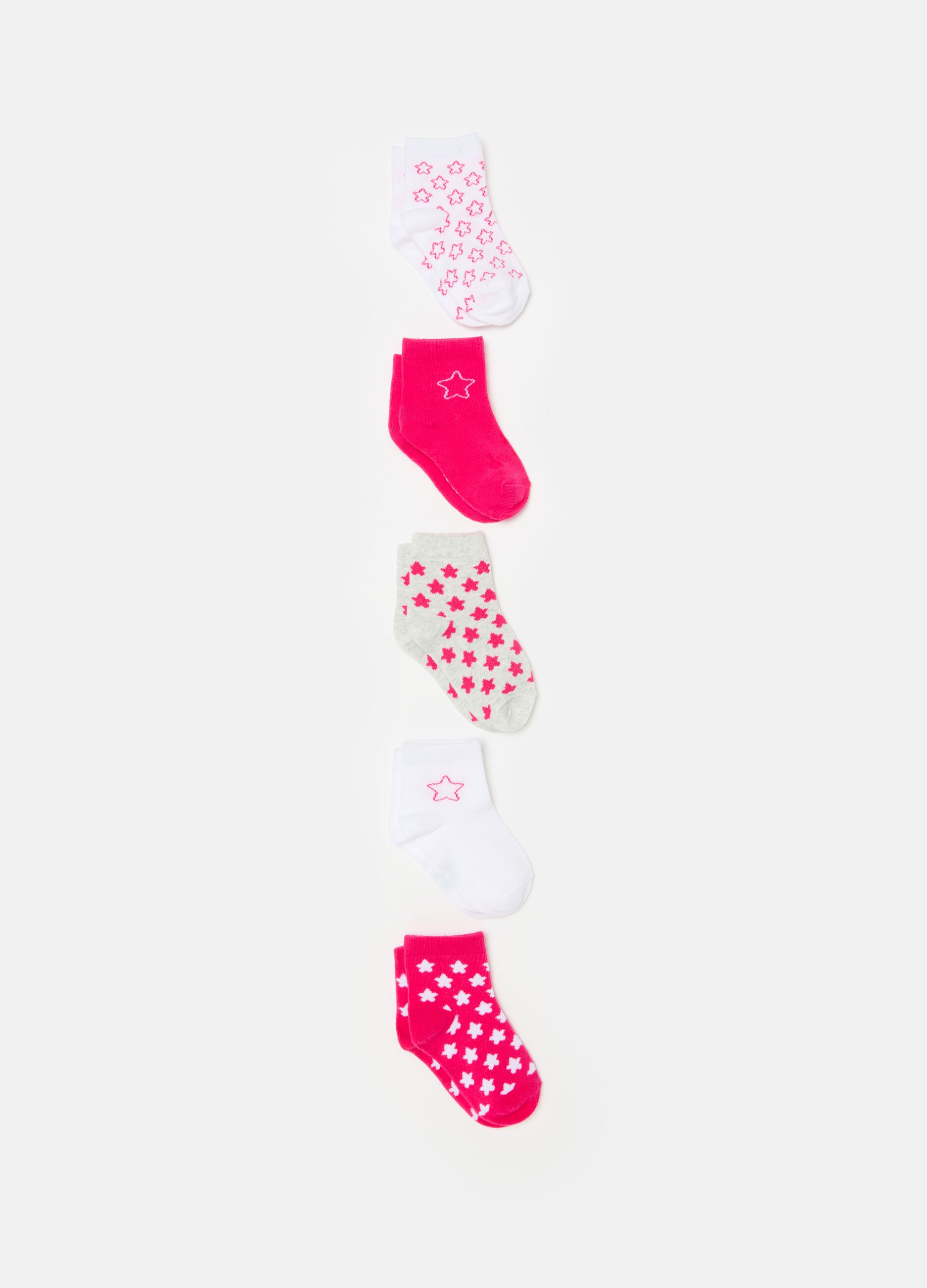 Five-pair pack socks in organic cotton with stars