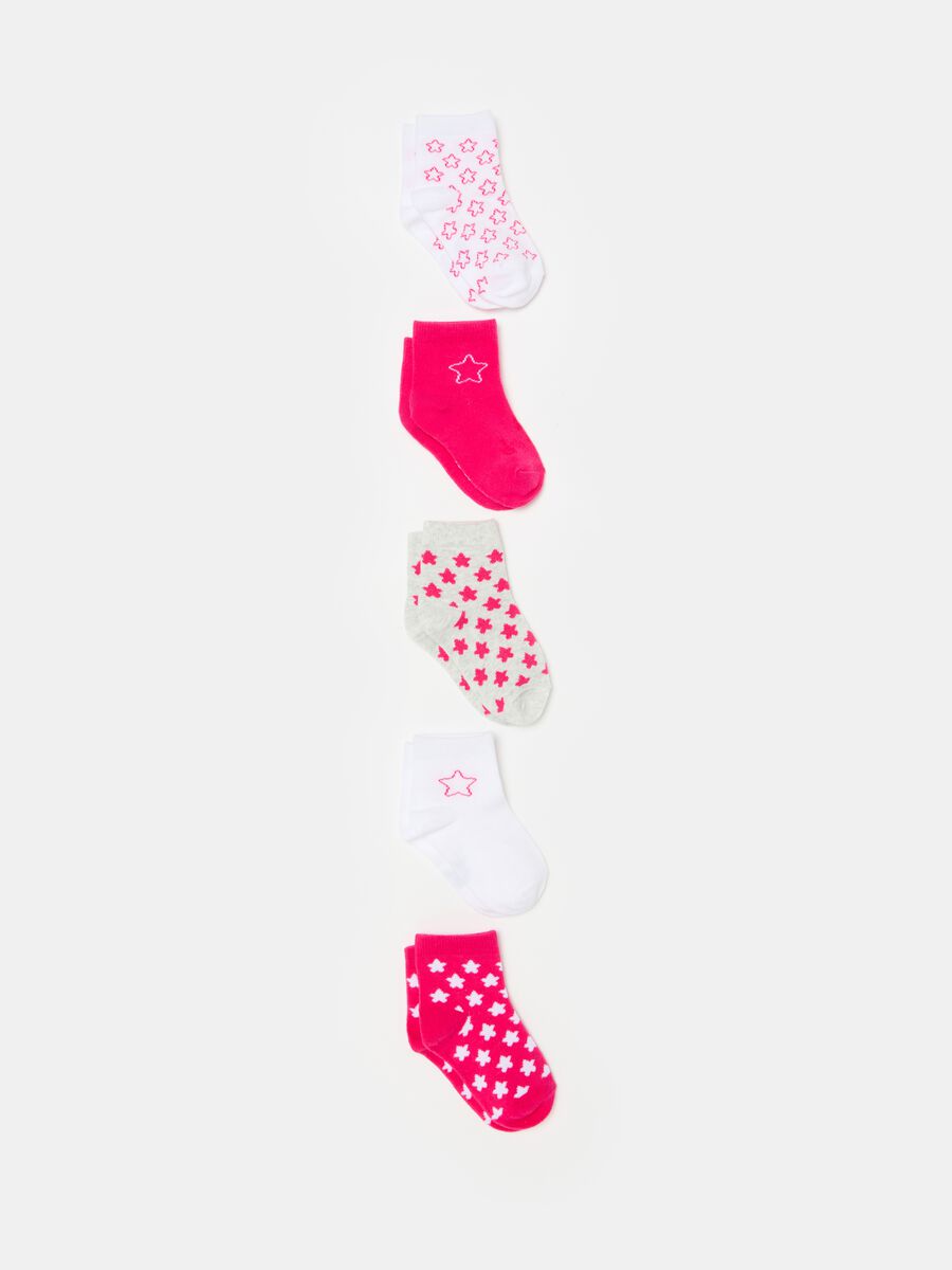 Five-pair pack socks in organic cotton with stars_0