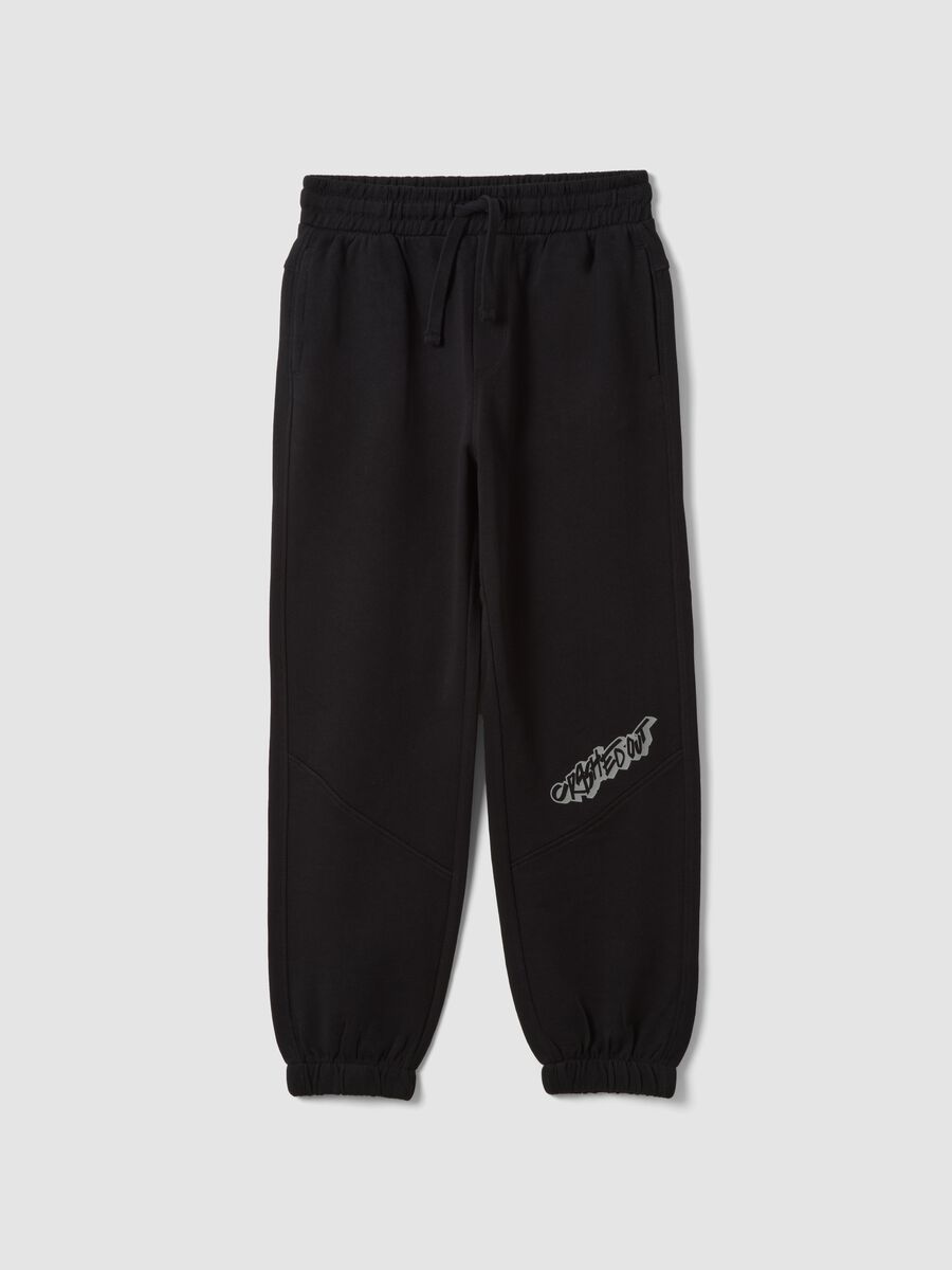 Pantaloni jogger neri in puro cotone_0