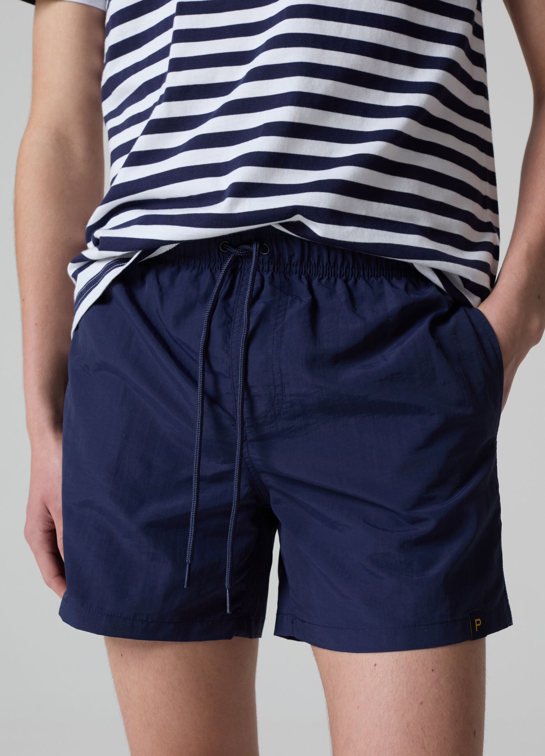 Bermuda swim shorts with drawstring