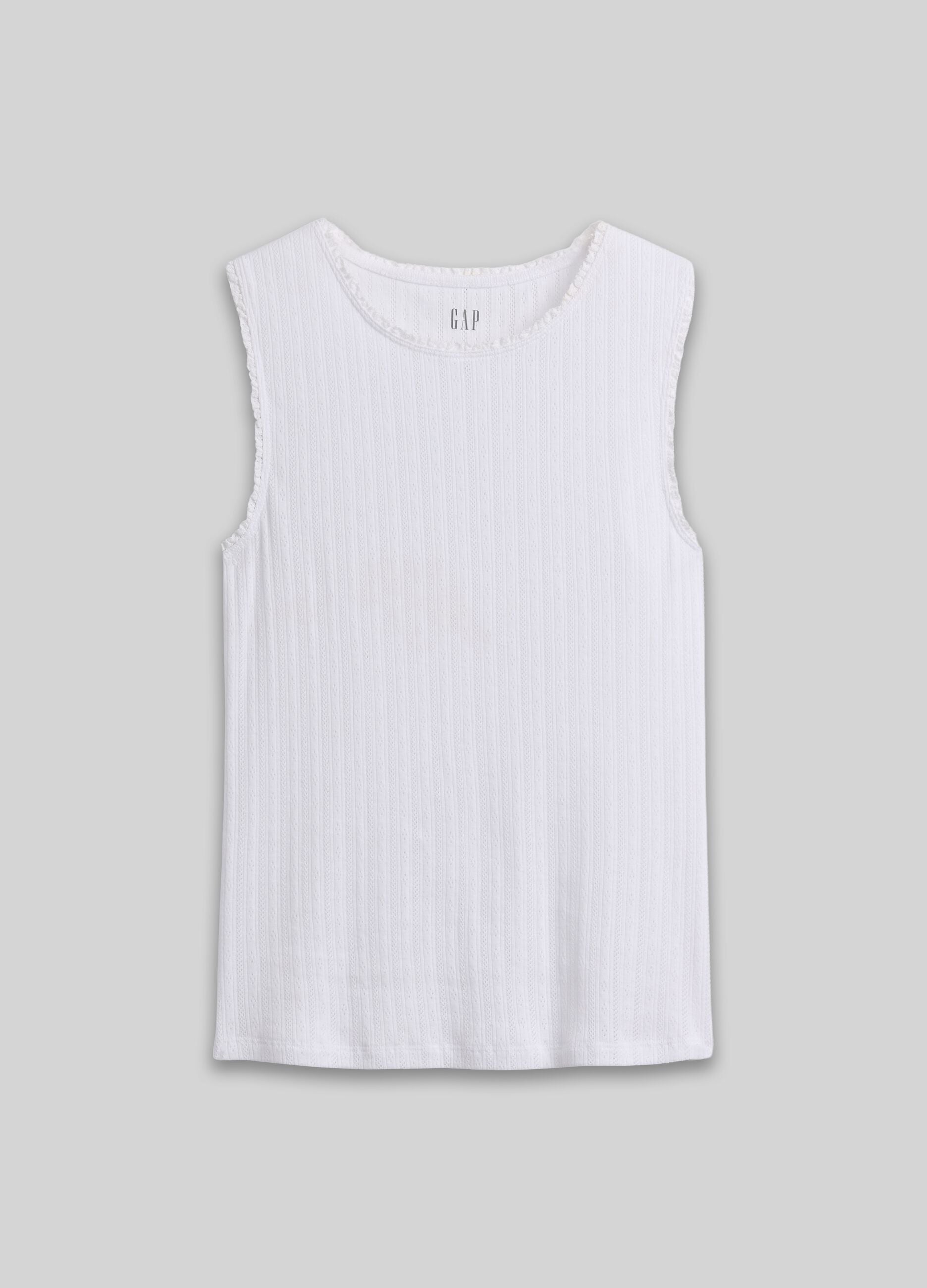Ribbed cotton-blend tank top