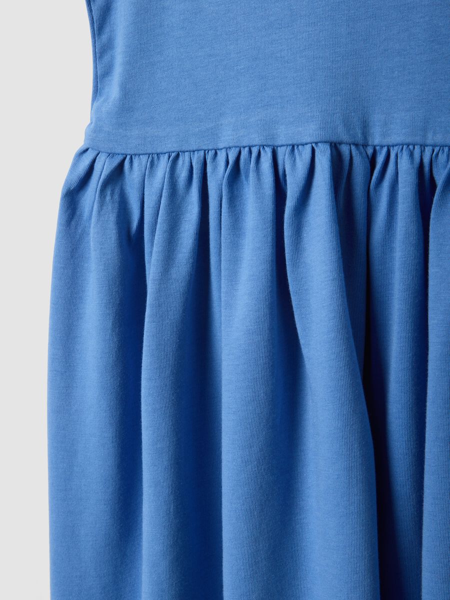Girls' sleeveless sky-blue pure cotton dress, regular fit_3