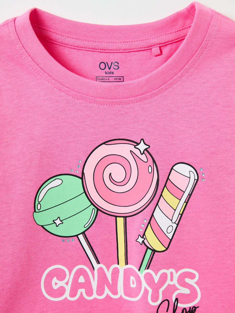 Cotton T-shirt with print and long sleeves_2