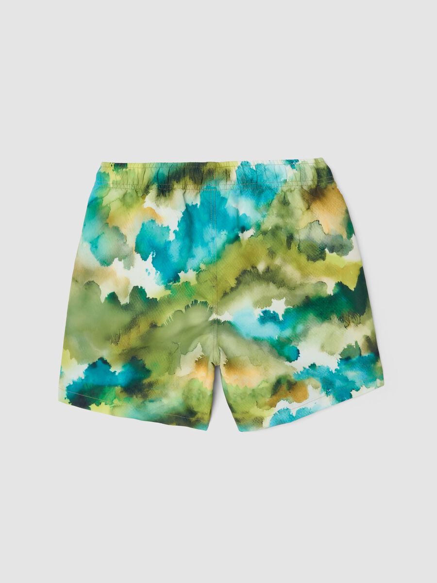 Short de bain multicolore gar&ccedil;on &agrave; imprim&eacute; effet aquarelle_1