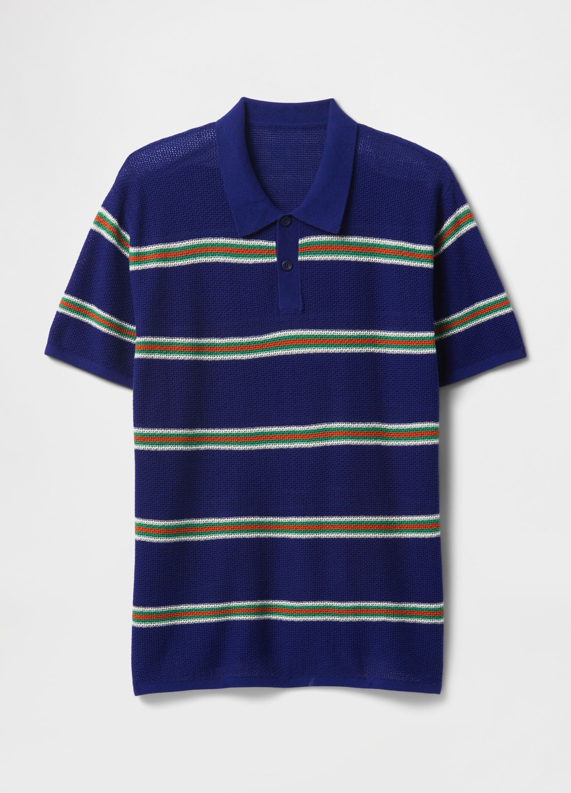 Blue striped cotton blend polo by OVS