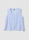 Light blue sleeveless pure cotton pyjama top with buttons_4