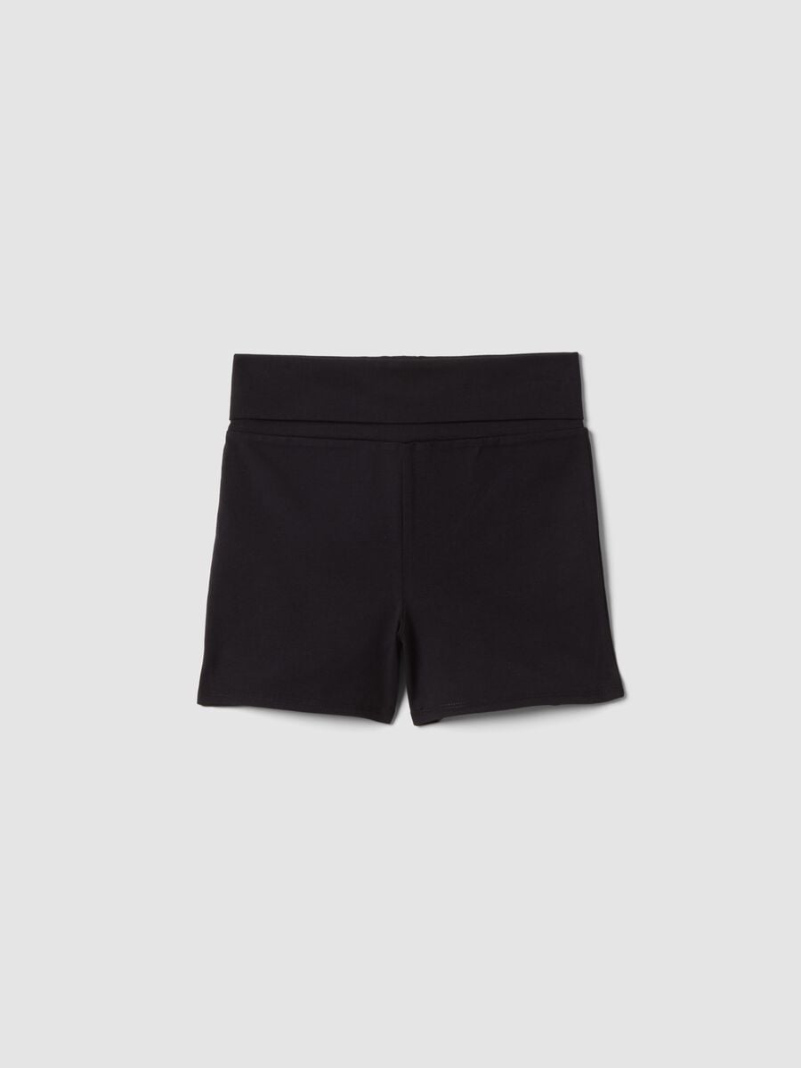 Schwarze Slim-Fit-Shorts aus elastischer Bio-Baumwolle f&uuml;r M&auml;dchen_3