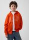 Children's orange cotton-blend hoodie with logo, zip, and hood_0