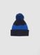 Gorro azul de malha com pompom e motivo animal_1
