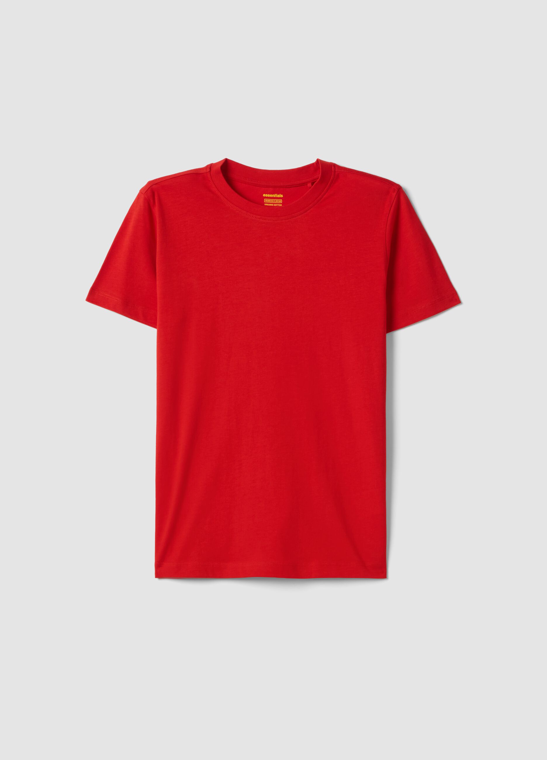 Boys&rsquo; red pure cotton T-shirt, regular fit
