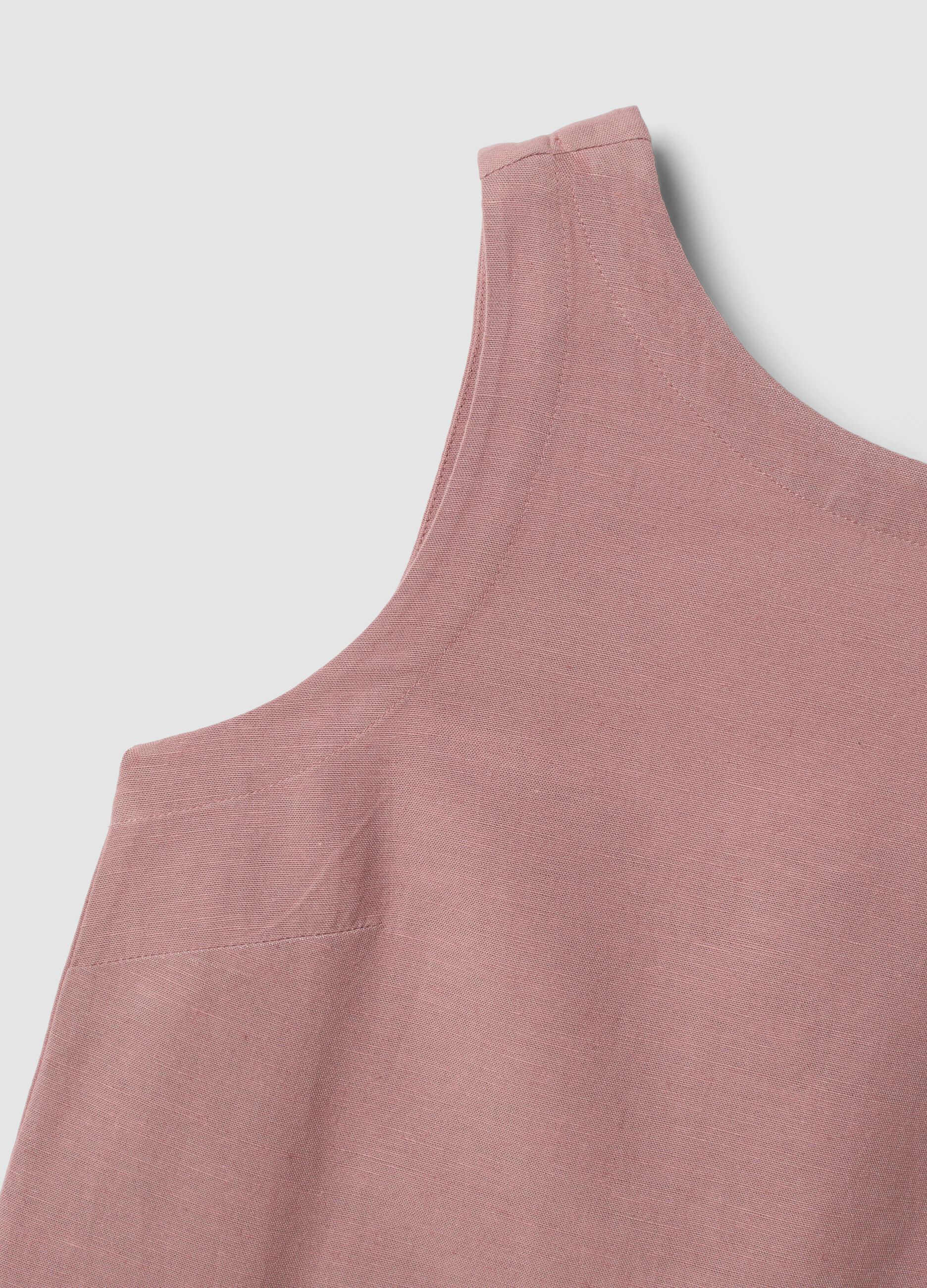Pink regular-fit dress in a viscose, cotton and linen blend