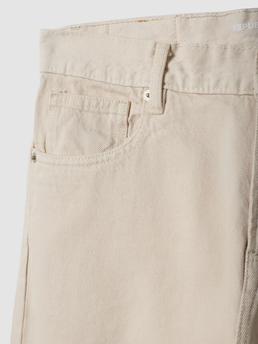 Jeans beige in twill di puro cotone straight fit_1