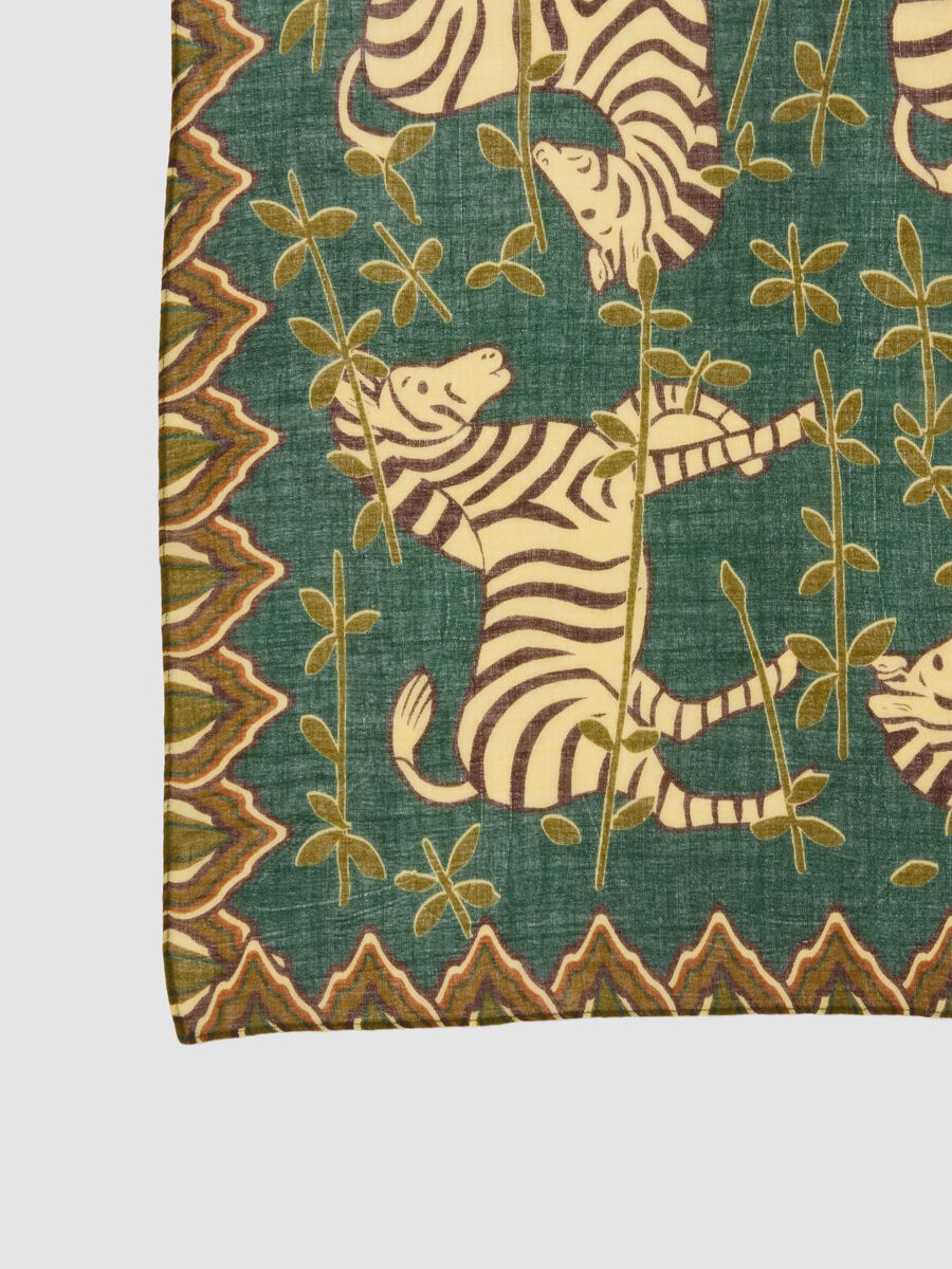 Green wool-blend scarf with print_2