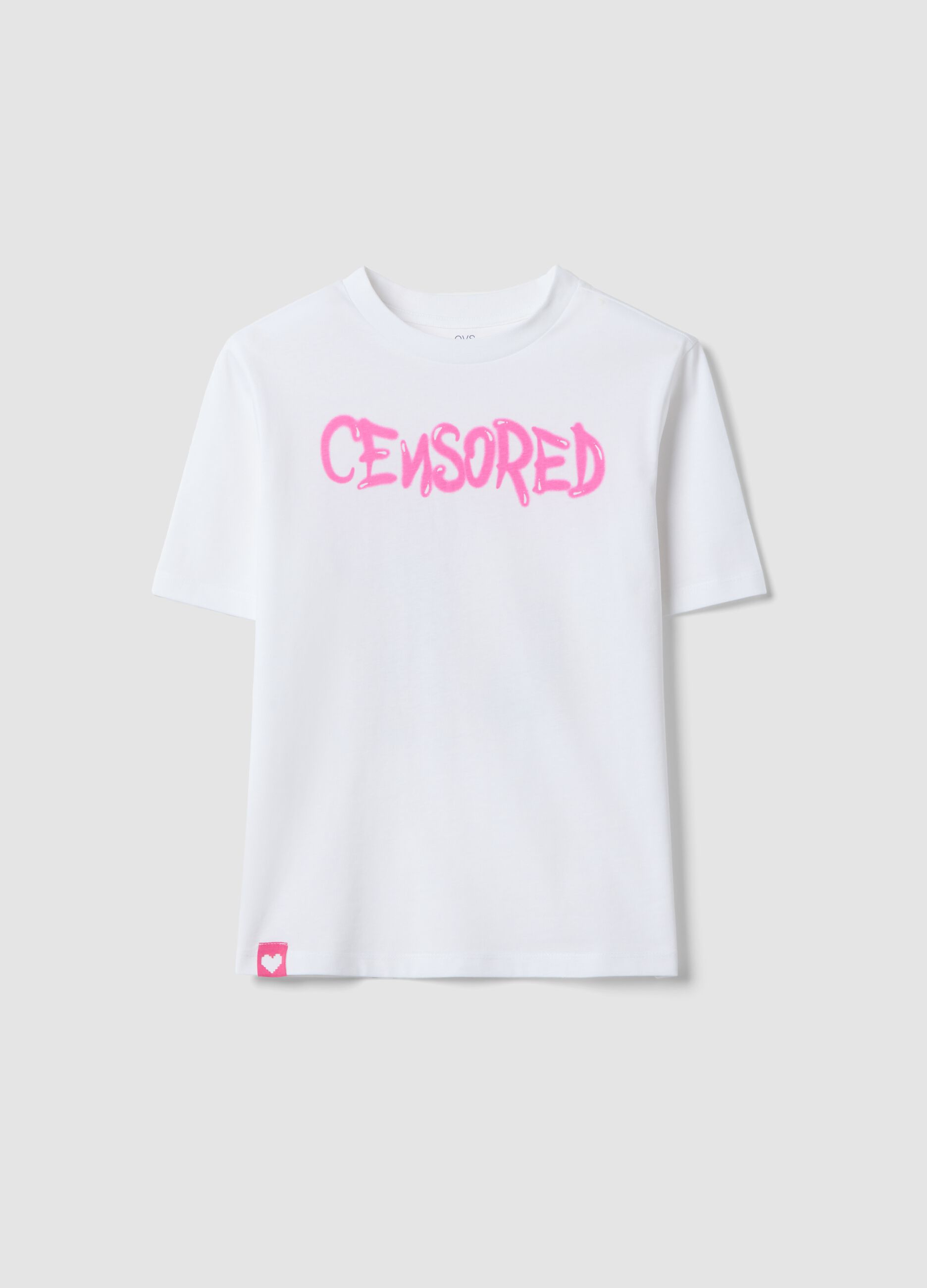 Girl's white oversized fit pure cotton t-shirt with writing
