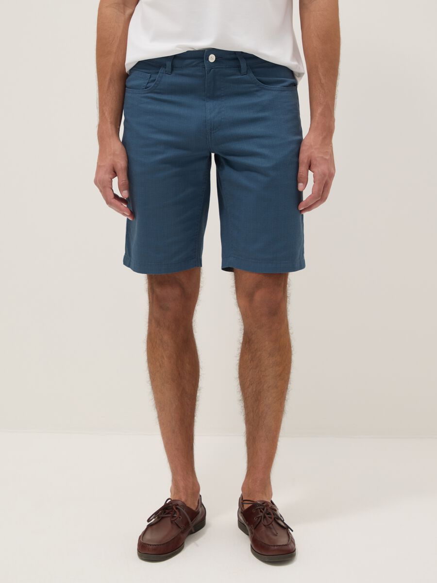 Blue pure cotton regular-fit Bermuda shorts_1