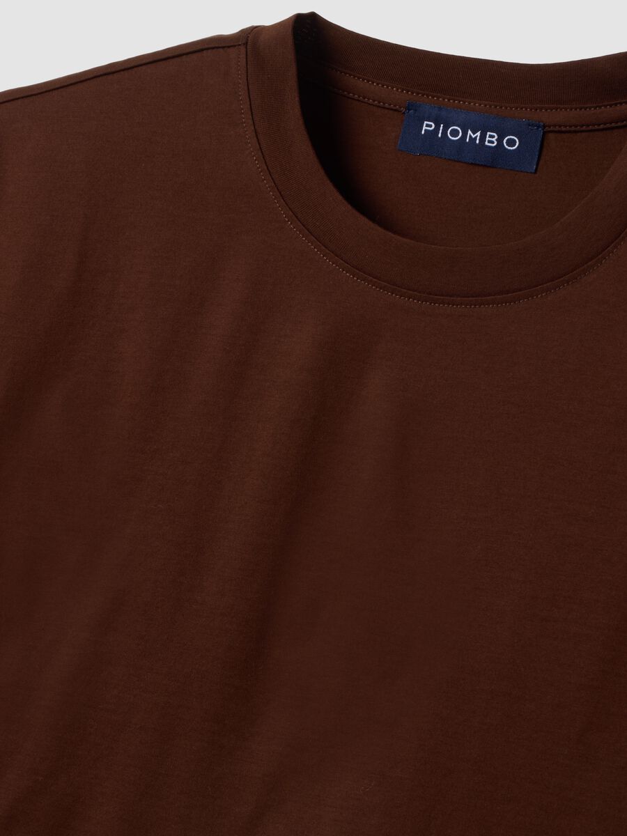 Brown pure cotton jersey T-shirt with relaxed fit crew neck_5