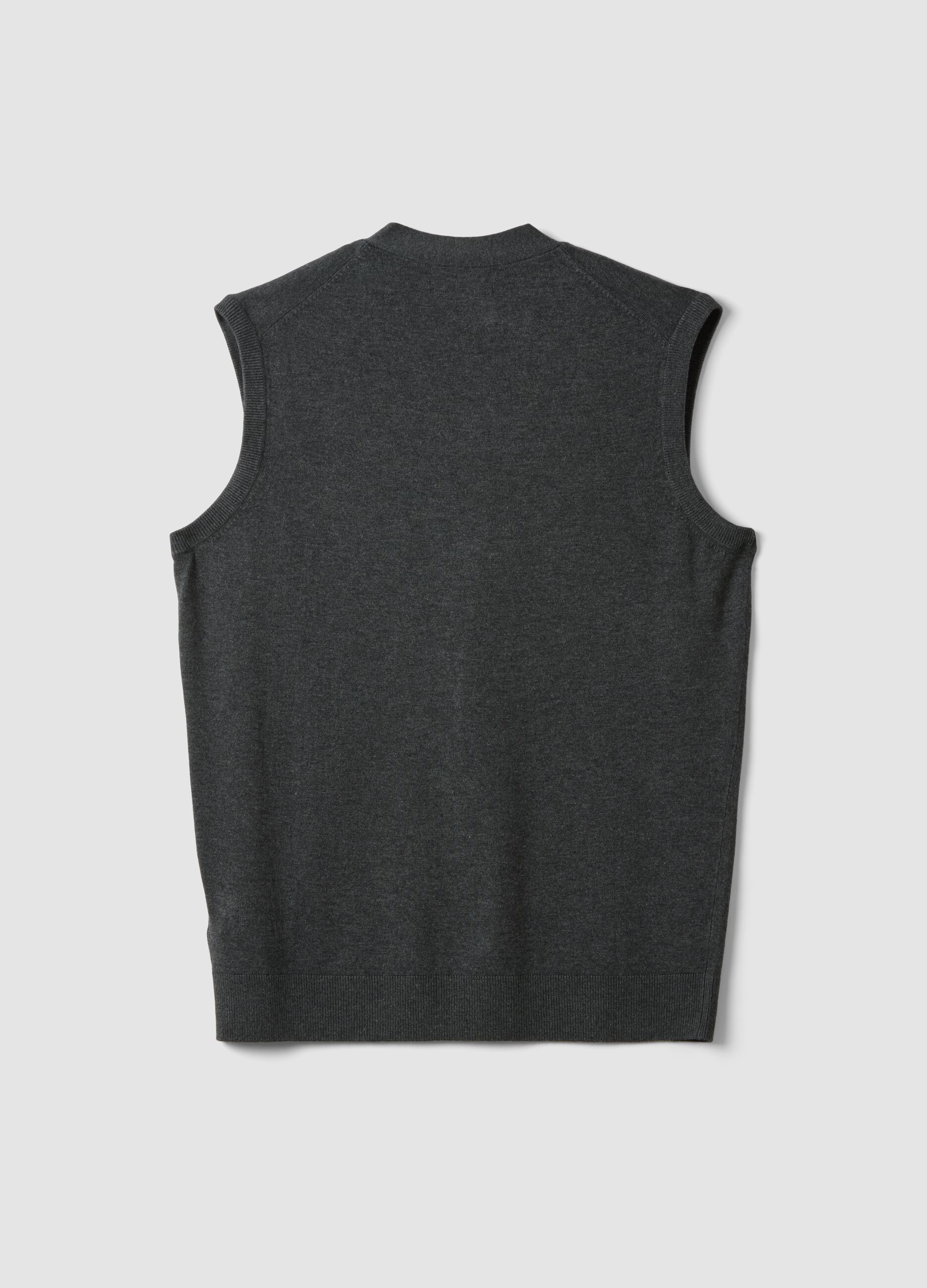 Colete cinzento em mistura de viscose com decote em V profundo regular fit