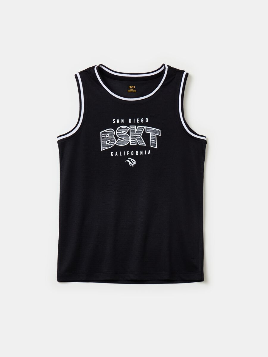 Basketball racerback vest with lettering print_0