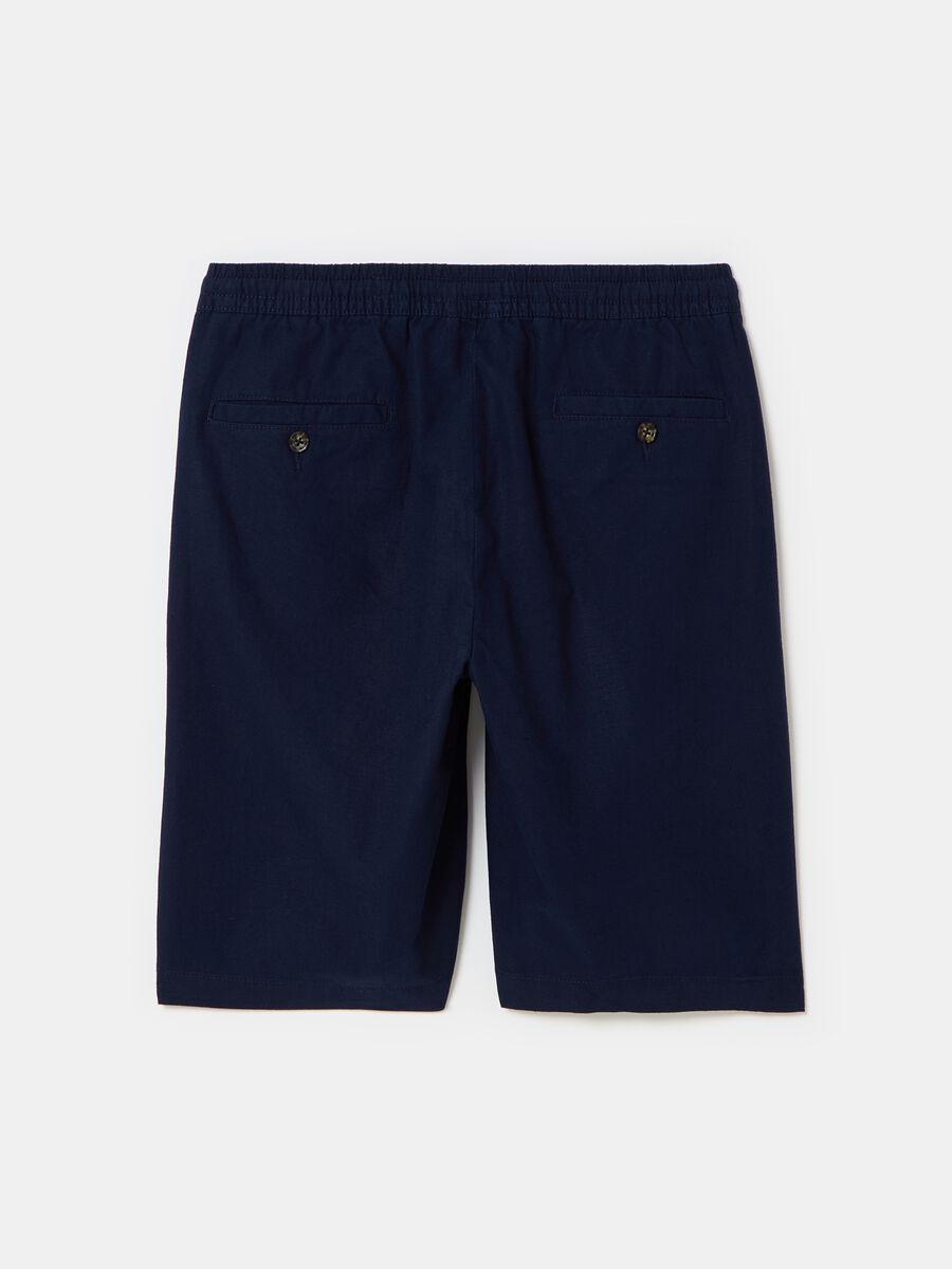 Chino Bermuda shorts in linen and cotton with drawstring_4