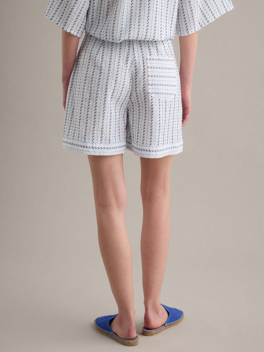 White pure cotton striped shorts_2