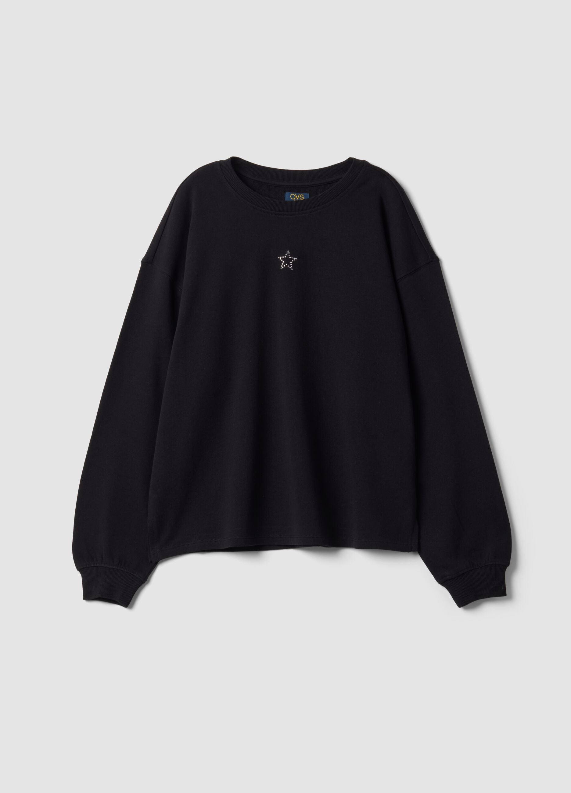 Schwarzes Sweatshirt aus 100 % Baumwolle mit Stern-Detail f&uuml;r M&auml;dchen, Relaxed Fit