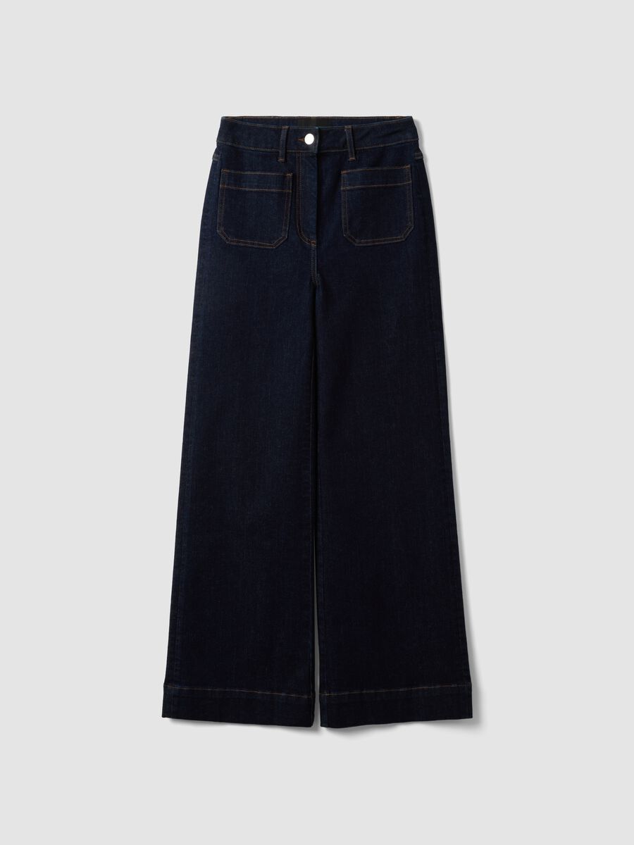 Blue wide-leg jeans in stretch cotton_4
