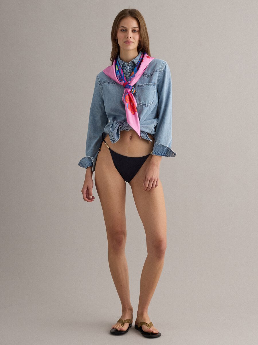 Black stretch bikini bottoms with tie sides_0