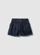Girls' blue denim cotton blend shorts with regular fit_0