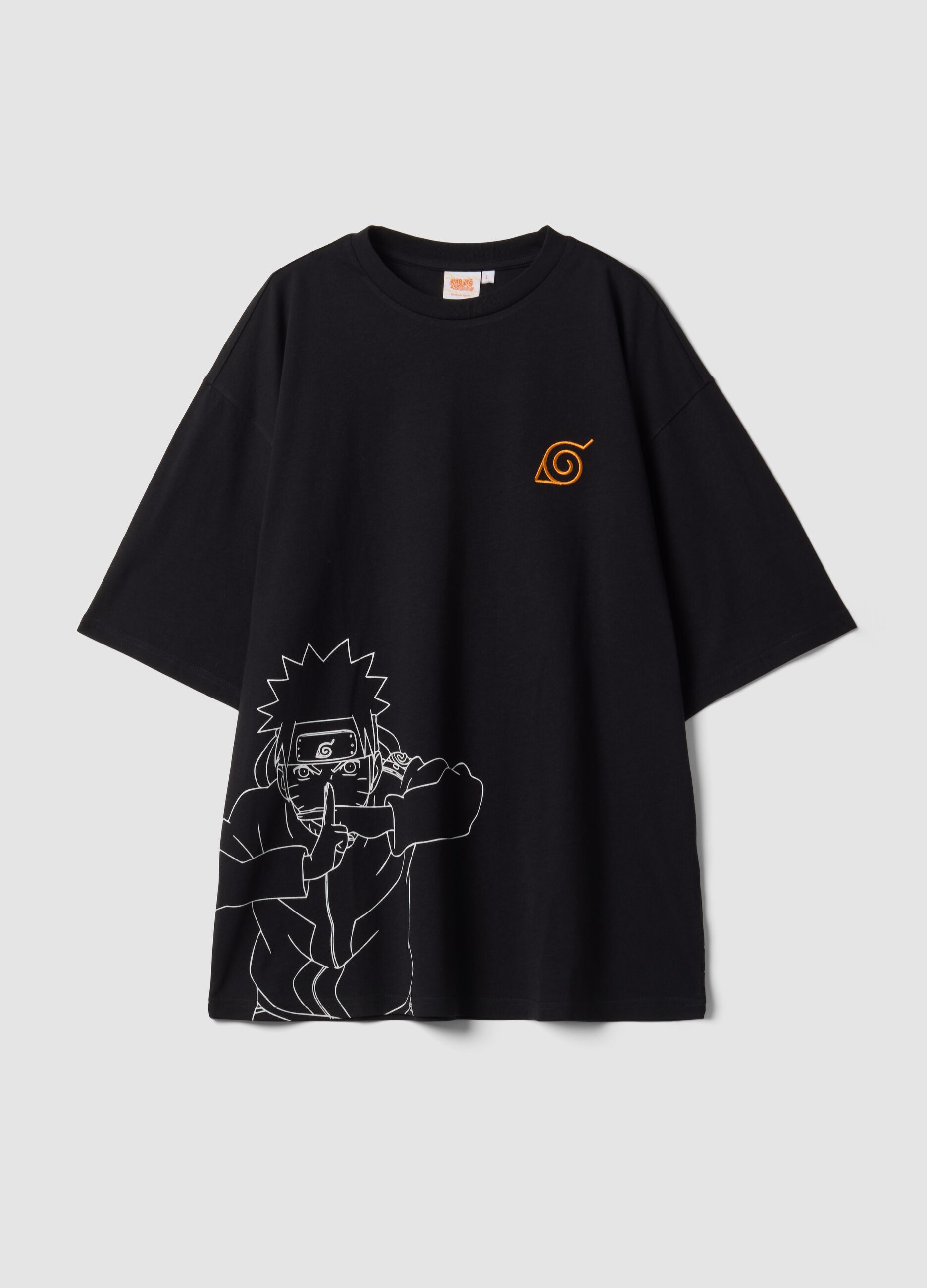 Black 100% Cotton Naruto Print T-Shirt