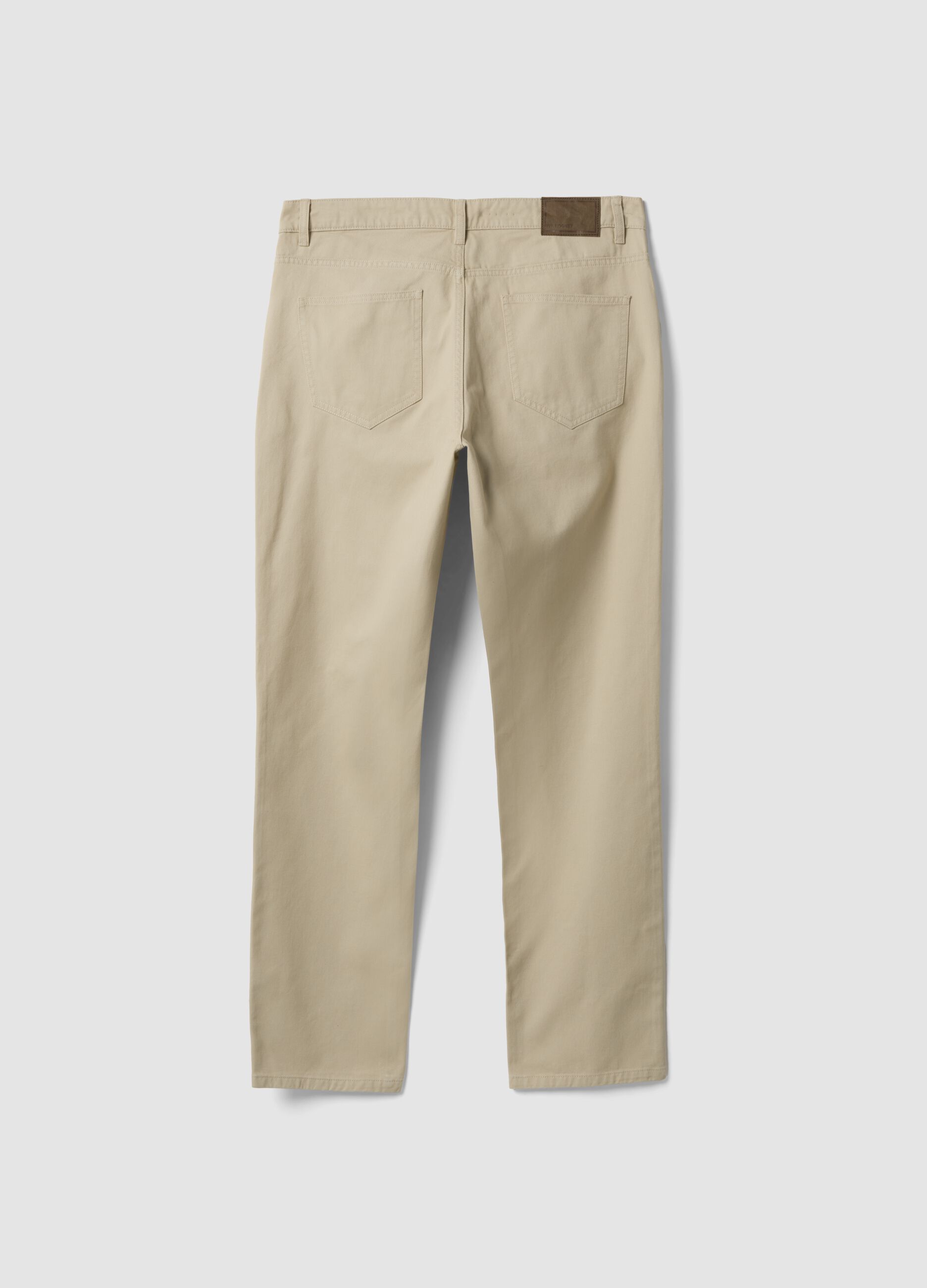 Beige pure cotton five-pocket trousers