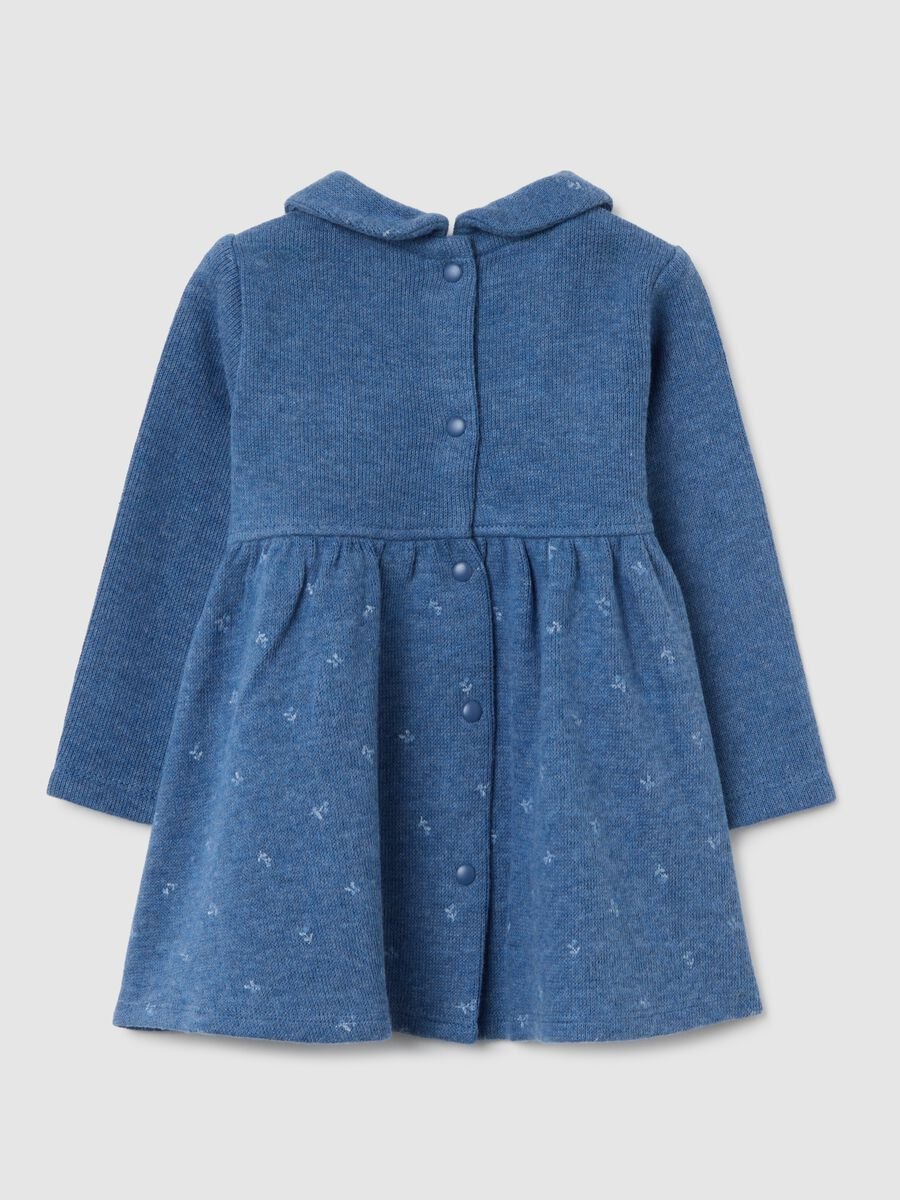 Baby girl's blue dress in pure cotton with regular fit and round neckline_1