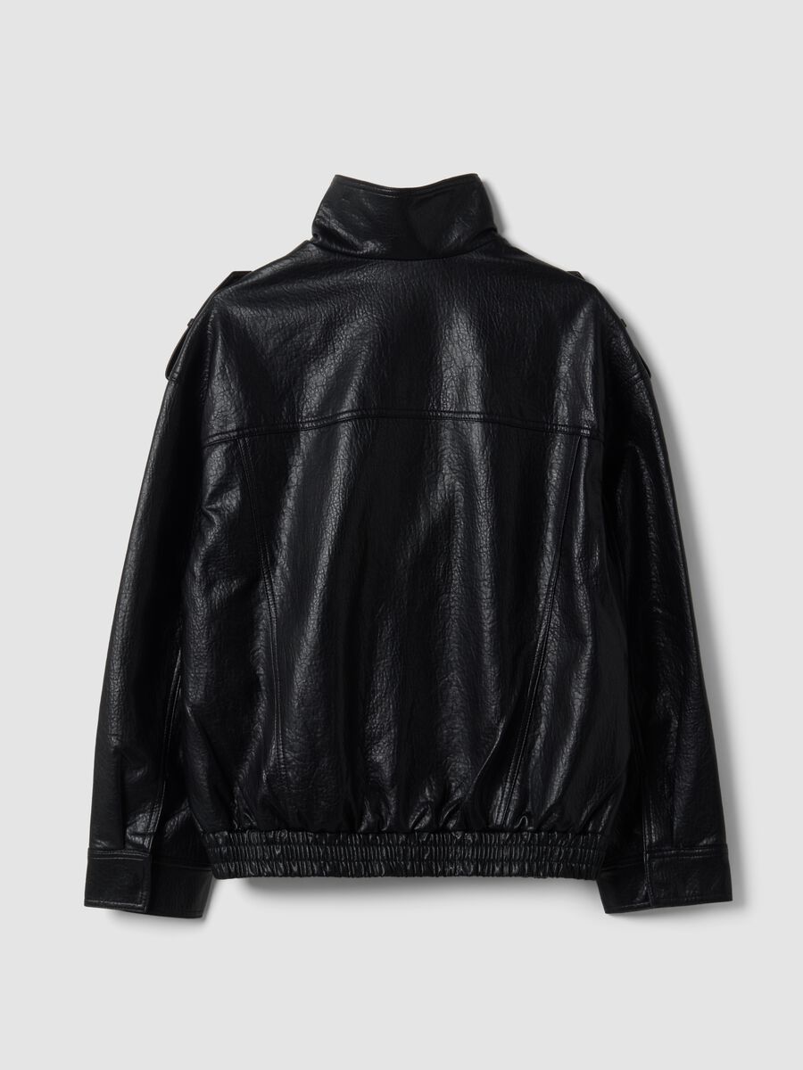 Giacca nera in misto viscosa con zip_2