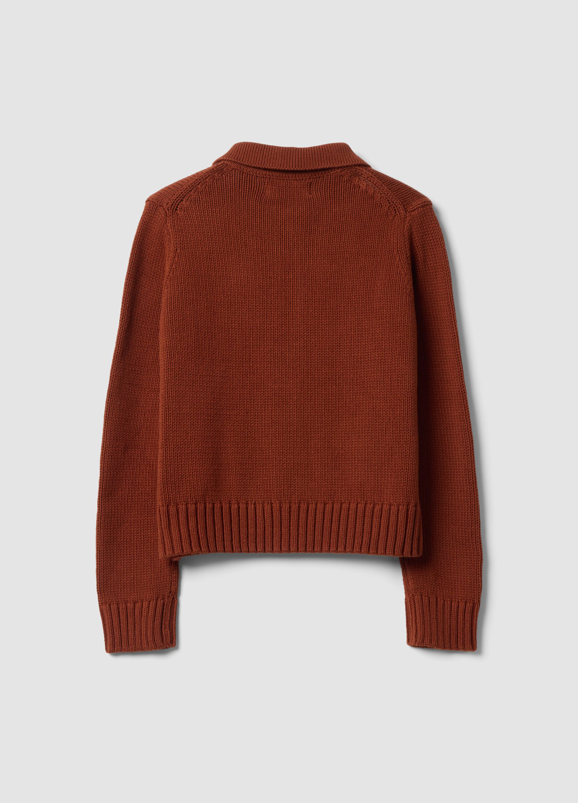 Cardigan rosso in puro cotone con bottoni regular fit
