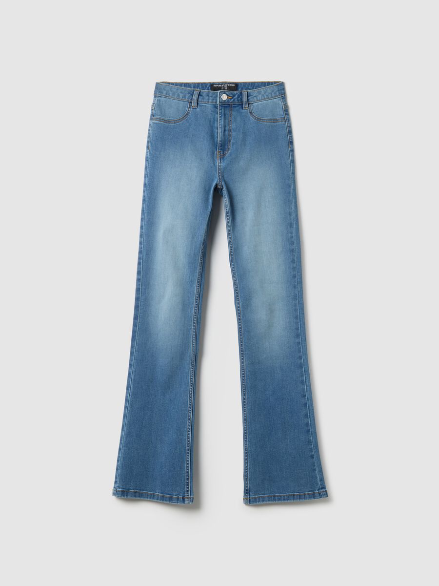 Vaqueros Flare de Mezcla de Algod&oacute;n Azul_4