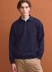 Navy stretch polo-collar sweatshirt with a relaxed fit_0