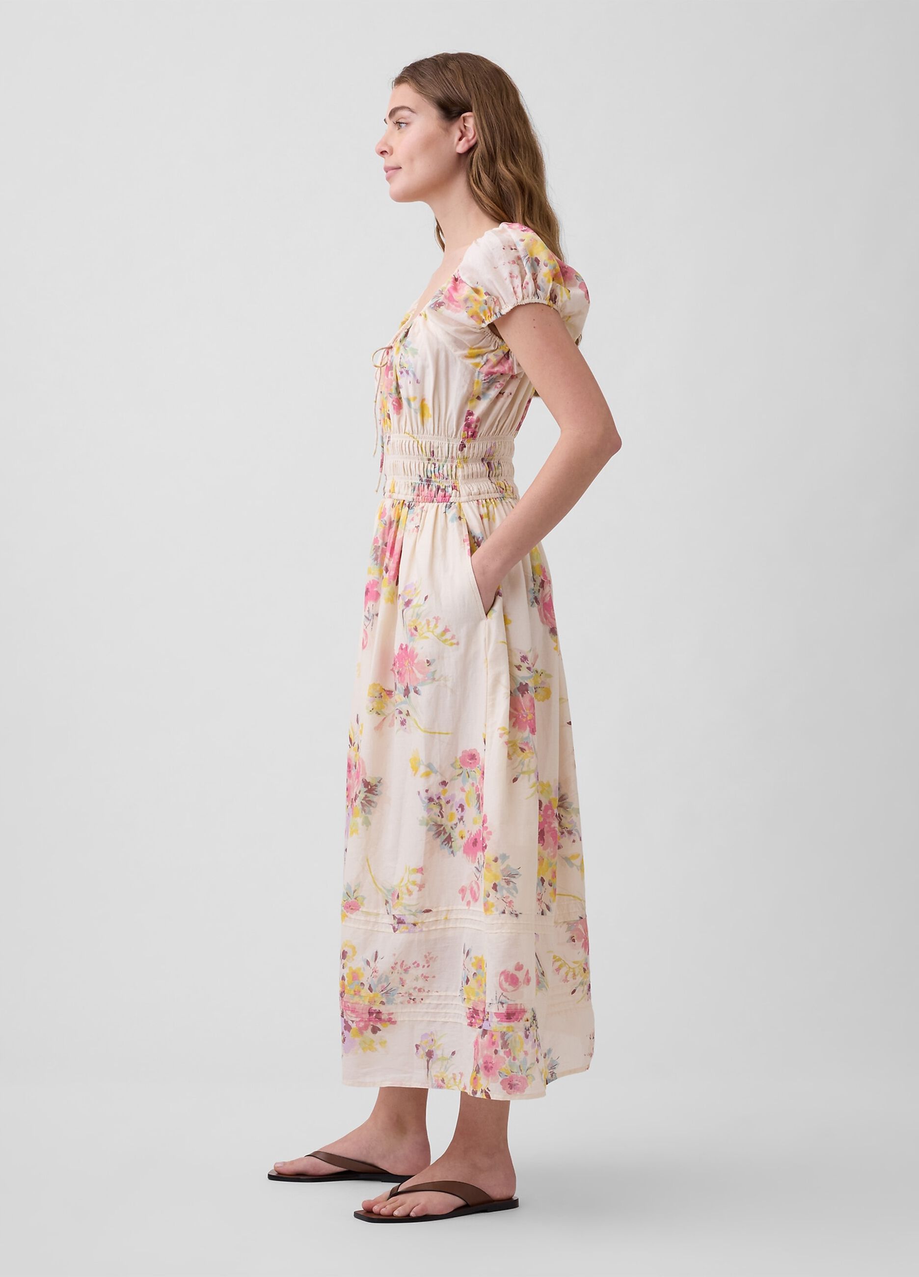 Pure cotton floral midi dress