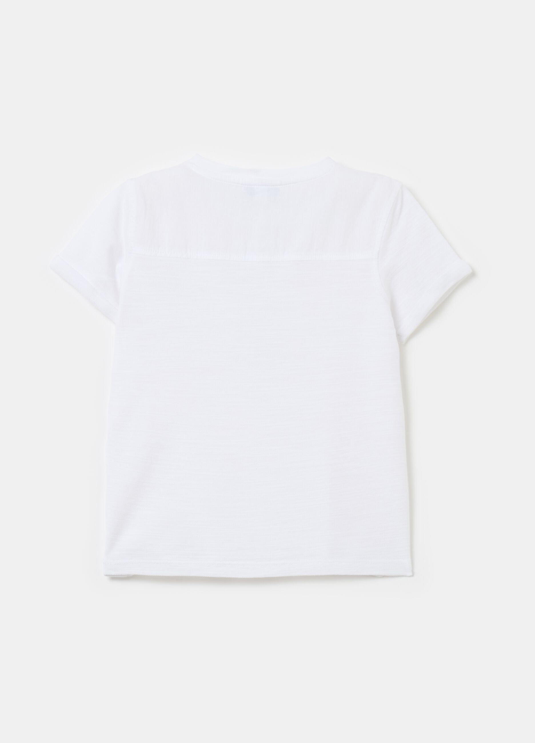 Textured cotton T-shirt with pocket
