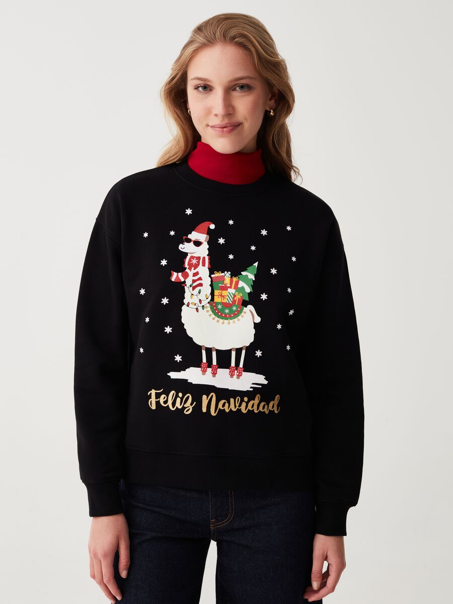 Sweatshirt with Christmas alpaca print_0
